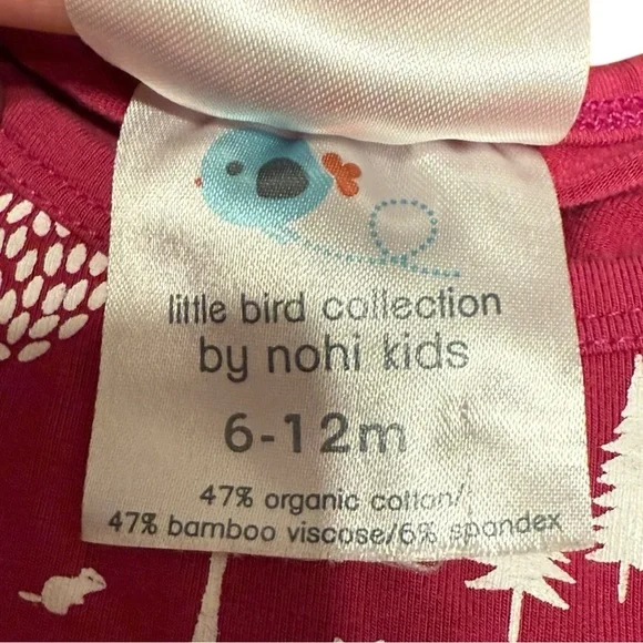 Little Bird Collection by Nohi Kids Dress 6–12M Woodland Animals Organic Bamboo - Picture 3 of 3